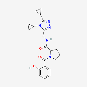 molecular formula C21H25N5O3 B7197557 N-[(4,5-dicyclopropyl-1,2,4-triazol-3-yl)methyl]-1-(2-hydroxybenzoyl)pyrrolidine-2-carboxamide 
