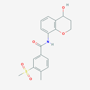 molecular formula C18H19NO5S B7197572 N-(4-hydroxy-3,4-dihydro-2H-chromen-8-yl)-4-methyl-3-methylsulfonylbenzamide 
