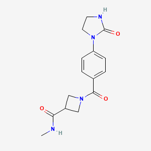 molecular formula C15H18N4O3 B7197633 N-methyl-1-[4-(2-oxoimidazolidin-1-yl)benzoyl]azetidine-3-carboxamide 