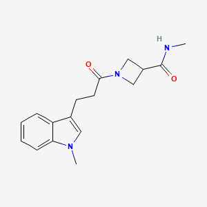 molecular formula C17H21N3O2 B7197651 N-methyl-1-[3-(1-methylindol-3-yl)propanoyl]azetidine-3-carboxamide 
