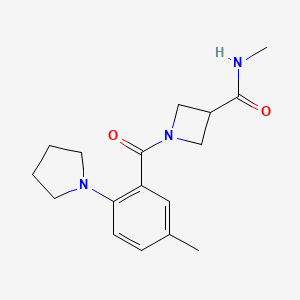molecular formula C17H23N3O2 B7197662 N-methyl-1-(5-methyl-2-pyrrolidin-1-ylbenzoyl)azetidine-3-carboxamide 