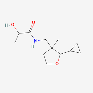 molecular formula C12H21NO3 B7197693 N-[(2-cyclopropyl-3-methyloxolan-3-yl)methyl]-2-hydroxypropanamide 