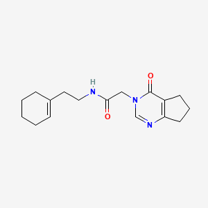 molecular formula C17H23N3O2 B7197801 N-[2-(cyclohexen-1-yl)ethyl]-2-(4-oxo-6,7-dihydro-5H-cyclopenta[d]pyrimidin-3-yl)acetamide 