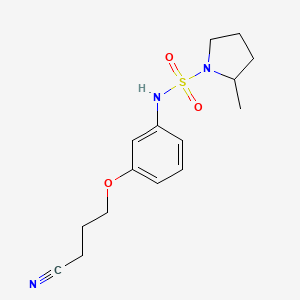molecular formula C15H21N3O3S B7198023 N-[3-(3-cyanopropoxy)phenyl]-2-methylpyrrolidine-1-sulfonamide 
