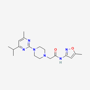 molecular formula C18H26N6O2 B7198237 N-(5-methyl-1,2-oxazol-3-yl)-2-[4-(4-methyl-6-propan-2-ylpyrimidin-2-yl)piperazin-1-yl]acetamide 