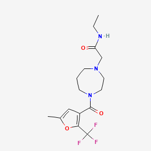 molecular formula C16H22F3N3O3 B7198261 N-ethyl-2-[4-[5-methyl-2-(trifluoromethyl)furan-3-carbonyl]-1,4-diazepan-1-yl]acetamide 