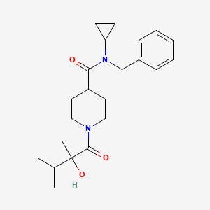 molecular formula C22H32N2O3 B7198325 N-benzyl-N-cyclopropyl-1-(2-hydroxy-2,3-dimethylbutanoyl)piperidine-4-carboxamide 