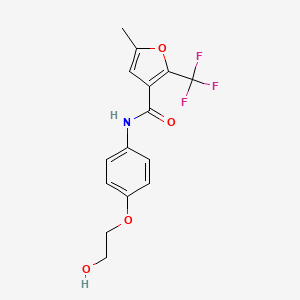 molecular formula C15H14F3NO4 B7198327 N-[4-(2-hydroxyethoxy)phenyl]-5-methyl-2-(trifluoromethyl)furan-3-carboxamide 