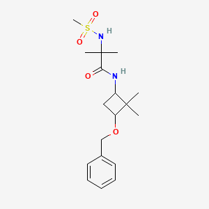 molecular formula C18H28N2O4S B7198385 N-(2,2-dimethyl-3-phenylmethoxycyclobutyl)-2-(methanesulfonamido)-2-methylpropanamide 