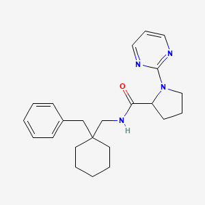molecular formula C23H30N4O B7198387 N-[(1-benzylcyclohexyl)methyl]-1-pyrimidin-2-ylpyrrolidine-2-carboxamide 