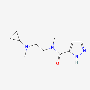 molecular formula C11H18N4O B7198411 N-[2-[cyclopropyl(methyl)amino]ethyl]-N-methyl-1H-pyrazole-5-carboxamide 