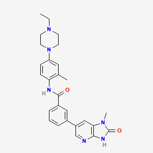 molecular formula C27H30N6O2 B7198526 N-[4-(4-ethylpiperazin-1-yl)-2-methylphenyl]-3-(1-methyl-2-oxo-3H-imidazo[4,5-b]pyridin-6-yl)benzamide 