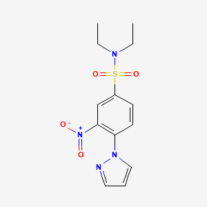 molecular formula C13H16N4O4S B7198528 N,N-diethyl-3-nitro-4-pyrazol-1-ylbenzenesulfonamide 