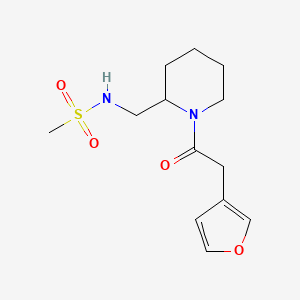 molecular formula C13H20N2O4S B7198584 N-[[1-[2-(furan-3-yl)acetyl]piperidin-2-yl]methyl]methanesulfonamide 