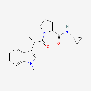 molecular formula C20H25N3O2 B7198611 N-cyclopropyl-1-[2-(1-methylindol-3-yl)propanoyl]pyrrolidine-2-carboxamide 
