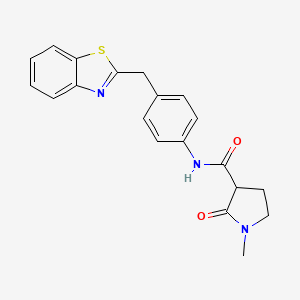 molecular formula C20H19N3O2S B7198632 N-[4-(1,3-benzothiazol-2-ylmethyl)phenyl]-1-methyl-2-oxopyrrolidine-3-carboxamide 