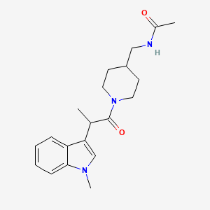 molecular formula C20H27N3O2 B7198645 N-[[1-[2-(1-methylindol-3-yl)propanoyl]piperidin-4-yl]methyl]acetamide 