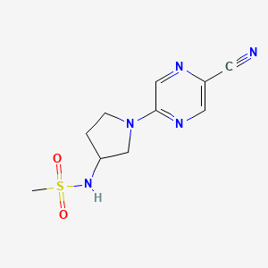 molecular formula C10H13N5O2S B7198755 N-[1-(5-cyanopyrazin-2-yl)pyrrolidin-3-yl]methanesulfonamide 