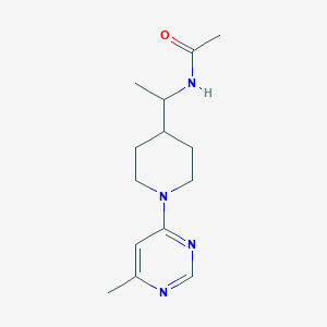 molecular formula C14H22N4O B7198843 N-[1-[1-(6-methylpyrimidin-4-yl)piperidin-4-yl]ethyl]acetamide 