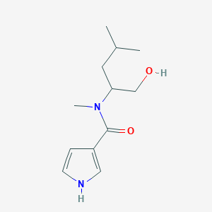 molecular formula C12H20N2O2 B7198946 N-(1-hydroxy-4-methylpentan-2-yl)-N-methyl-1H-pyrrole-3-carboxamide 
