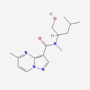 molecular formula C15H22N4O2 B7198950 N-(1-hydroxy-4-methylpentan-2-yl)-N,5-dimethylpyrazolo[1,5-a]pyrimidine-3-carboxamide 