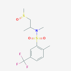 molecular formula C13H18F3NO3S2 B7199069 N,2-dimethyl-N-(1-methylsulfinylpropan-2-yl)-5-(trifluoromethyl)benzenesulfonamide 