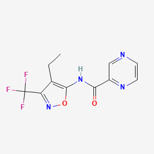 molecular formula C11H9F3N4O2 B7199120 N-[4-ethyl-3-(trifluoromethyl)-1,2-oxazol-5-yl]pyrazine-2-carboxamide 