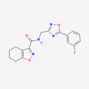 molecular formula C17H15FN4O3 B7199177 N-[[5-(3-fluorophenyl)-1,2,4-oxadiazol-3-yl]methyl]-4,5,6,7-tetrahydro-1,2-benzoxazole-3-carboxamide 