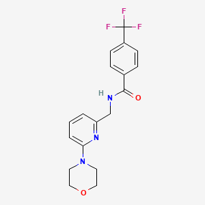 molecular formula C18H18F3N3O2 B7199217 N-[(6-morpholin-4-ylpyridin-2-yl)methyl]-4-(trifluoromethyl)benzamide 