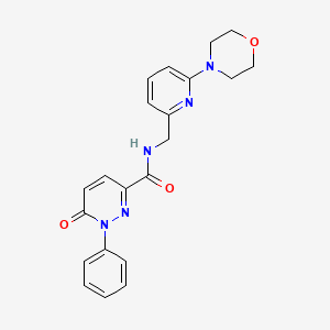 molecular formula C21H21N5O3 B7199237 N-[(6-morpholin-4-ylpyridin-2-yl)methyl]-6-oxo-1-phenylpyridazine-3-carboxamide 