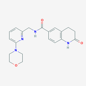 molecular formula C20H22N4O3 B7199300 N-[(6-morpholin-4-ylpyridin-2-yl)methyl]-2-oxo-3,4-dihydro-1H-quinoline-6-carboxamide 