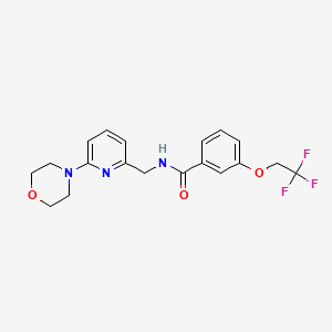 molecular formula C19H20F3N3O3 B7199310 N-[(6-morpholin-4-ylpyridin-2-yl)methyl]-3-(2,2,2-trifluoroethoxy)benzamide 