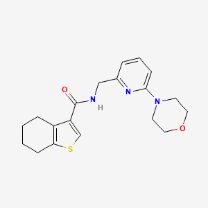 molecular formula C19H23N3O2S B7199311 N-[(6-morpholin-4-ylpyridin-2-yl)methyl]-4,5,6,7-tetrahydro-1-benzothiophene-3-carboxamide 