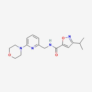 molecular formula C17H22N4O3 B7199314 N-[(6-morpholin-4-ylpyridin-2-yl)methyl]-3-propan-2-yl-1,2-oxazole-5-carboxamide 