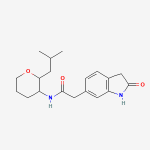 molecular formula C19H26N2O3 B7199385 N-[2-(2-methylpropyl)oxan-3-yl]-2-(2-oxo-1,3-dihydroindol-6-yl)acetamide 