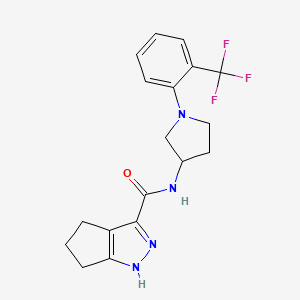 molecular formula C18H19F3N4O B7199439 N-[1-[2-(trifluoromethyl)phenyl]pyrrolidin-3-yl]-1,4,5,6-tetrahydrocyclopenta[c]pyrazole-3-carboxamide 
