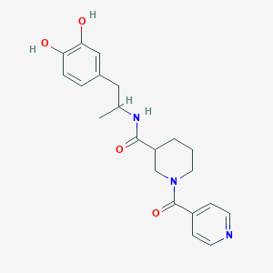 molecular formula C21H25N3O4 B7199512 N-[1-(3,4-dihydroxyphenyl)propan-2-yl]-1-(pyridine-4-carbonyl)piperidine-3-carboxamide 