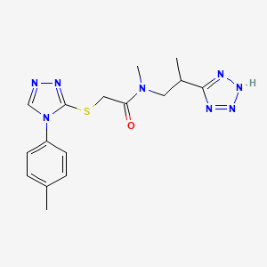 molecular formula C16H20N8OS B7199580 N-methyl-2-[[4-(4-methylphenyl)-1,2,4-triazol-3-yl]sulfanyl]-N-[2-(2H-tetrazol-5-yl)propyl]acetamide 