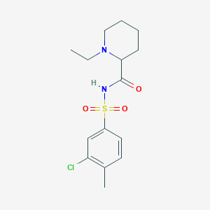 molecular formula C15H21ClN2O3S B7199627 N-(3-chloro-4-methylphenyl)sulfonyl-1-ethylpiperidine-2-carboxamide 