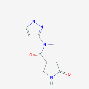 molecular formula C10H14N4O2 B7199661 N-methyl-N-(1-methylpyrazol-3-yl)-5-oxopyrrolidine-3-carboxamide 