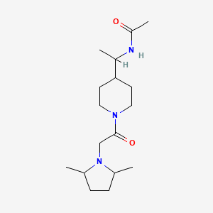 molecular formula C17H31N3O2 B7199669 N-[1-[1-[2-(2,5-dimethylpyrrolidin-1-yl)acetyl]piperidin-4-yl]ethyl]acetamide 