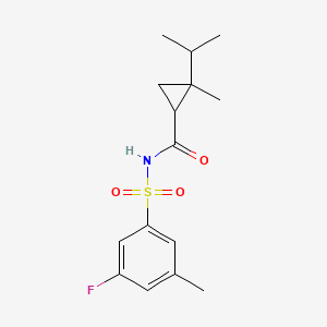 molecular formula C15H20FNO3S B7199674 N-(3-fluoro-5-methylphenyl)sulfonyl-2-methyl-2-propan-2-ylcyclopropane-1-carboxamide 