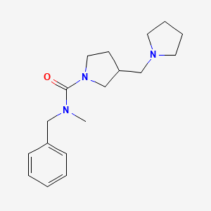 molecular formula C18H27N3O B7199740 N-benzyl-N-methyl-3-(pyrrolidin-1-ylmethyl)pyrrolidine-1-carboxamide 