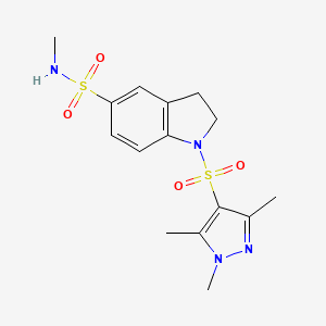 molecular formula C15H20N4O4S2 B7199775 N-methyl-1-(1,3,5-trimethylpyrazol-4-yl)sulfonyl-2,3-dihydroindole-5-sulfonamide 