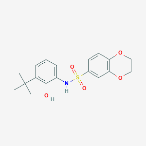 molecular formula C18H21NO5S B7199792 N-(3-tert-butyl-2-hydroxyphenyl)-2,3-dihydro-1,4-benzodioxine-6-sulfonamide 