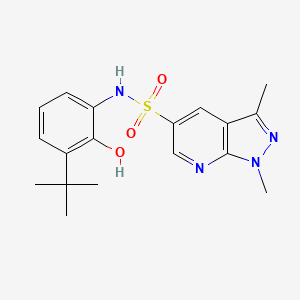 molecular formula C18H22N4O3S B7199797 N-(3-tert-butyl-2-hydroxyphenyl)-1,3-dimethylpyrazolo[3,4-b]pyridine-5-sulfonamide 