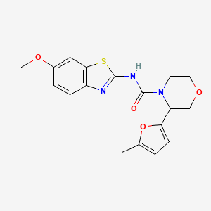 molecular formula C18H19N3O4S B7199826 N-(6-methoxy-1,3-benzothiazol-2-yl)-3-(5-methylfuran-2-yl)morpholine-4-carboxamide 