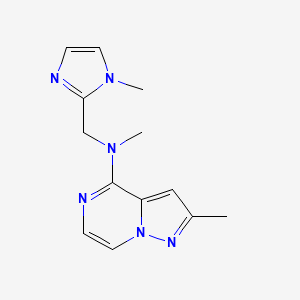 molecular formula C13H16N6 B7199846 N,2-dimethyl-N-[(1-methylimidazol-2-yl)methyl]pyrazolo[1,5-a]pyrazin-4-amine 