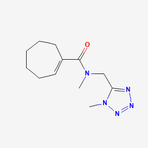 molecular formula C12H19N5O B7199902 N-methyl-N-[(1-methyltetrazol-5-yl)methyl]cycloheptene-1-carboxamide 