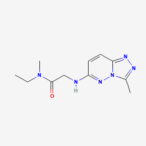 molecular formula C11H16N6O B7199959 N-ethyl-N-methyl-2-[(3-methyl-[1,2,4]triazolo[4,3-b]pyridazin-6-yl)amino]acetamide 